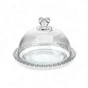 New! Clear Glass Dome with Heart Accent Knob & Trim/Edge